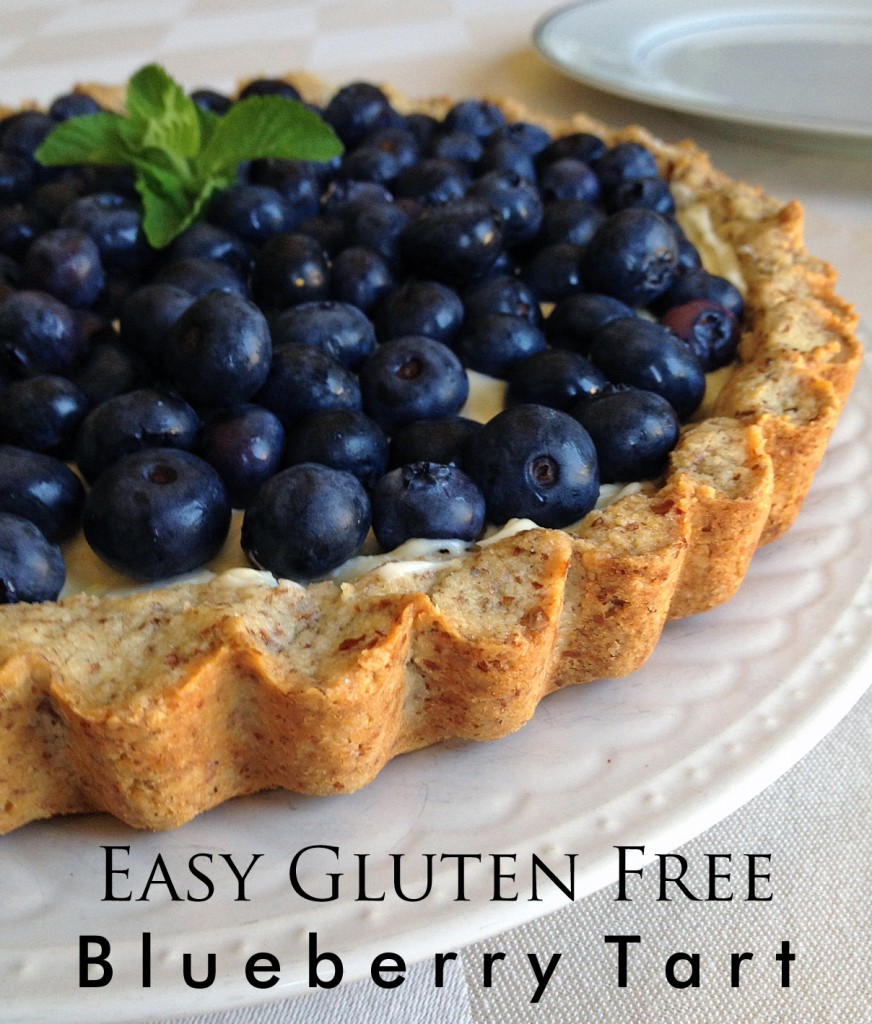 Easy Gluten Free Blueberry Tart with Almond Crust. 